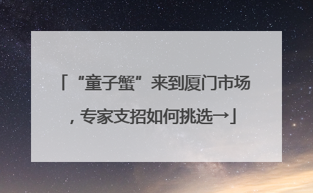 “童子蟹”来到厦门市场，专家支招如何挑选→