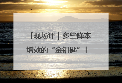 现场评｜多些降本增效的“金钥匙”
