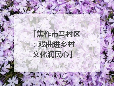 焦作市马村区：戏曲进乡村 文化润民心