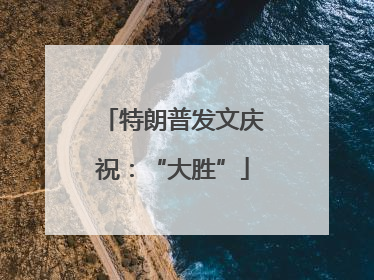 特朗普发文庆祝：“大胜”