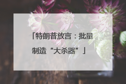 特朗普放言：批量制造“大杀器”