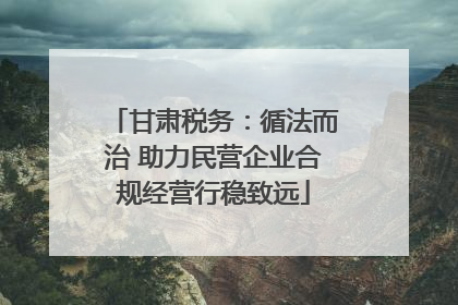 甘肃税务：循法而治 助力民营企业合规经营行稳致远