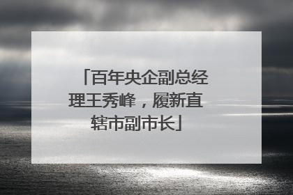 百年央企副总经理王秀峰，履新直辖市副市长