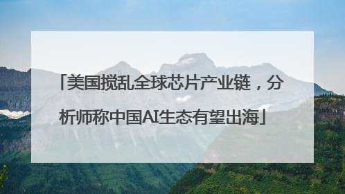 美国搅乱全球芯片产业链，分析师称中国AI生态有望出海