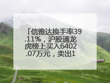 信雅达换手率39.11%，沪股通龙虎榜上买入6402.07万元，卖出1.67亿元