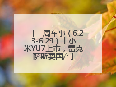 一周车事（6.23-6.29）丨小米YU7上市，雷克萨斯要国产