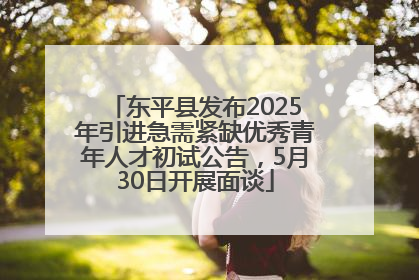 东平县发布2025年引进急需紧缺优秀青年人才初试公告，5月30日开展面谈