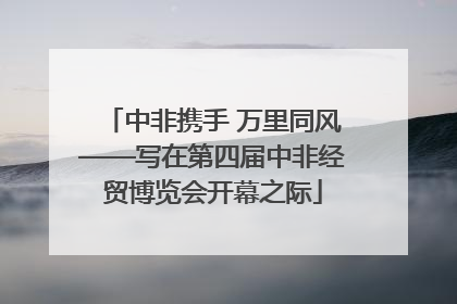 中非携手 万里同风——写在第四届中非经贸博览会开幕之际