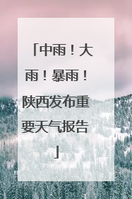 中雨！大雨！暴雨！陕西发布重要天气报告