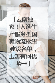云南独一家！入选生产服务型国家物流枢纽建设名单，玉溪有何优势→