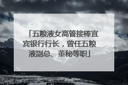 五粮液女高管接棒宜宾银行行长，曾任五粮液副总、董秘等职