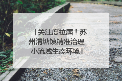关注度拉满！苏州渭塘镇精准治理小流域生态环境