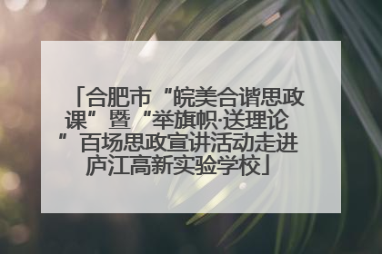 合肥市“皖美合谐思政课”暨“举旗帜·送理论”百场思政宣讲活动走进庐江高新实验学校