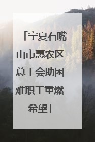宁夏石嘴山市惠农区总工会助困难职工重燃希望