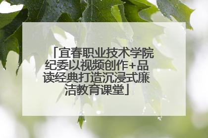 宜春职业技术学院纪委以视频创作+品读经典打造沉浸式廉洁教育课堂