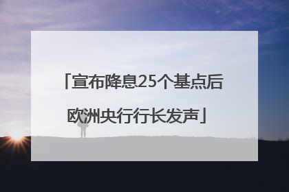宣布降息25个基点后 欧洲央行行长发声