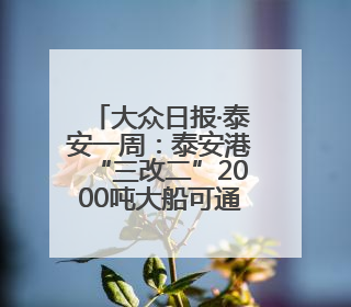 大众日报·泰安一周：泰安港“三改二”2000吨大船可通江达海上头版，泰安房产服务改革经验全省推广