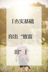 夯实基础育出“致富田”