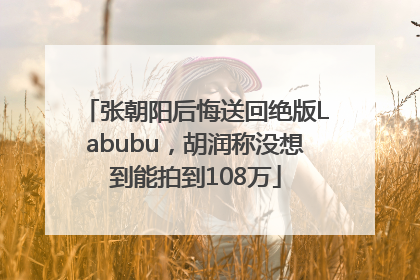 张朝阳后悔送回绝版Labubu，胡润称没想到能拍到108万