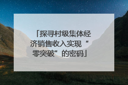 探寻村级集体经济销售收入实现“零突破”的密码