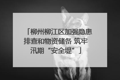 柳州柳江区加强隐患排查和物资储备 筑牢汛期“安全堤”