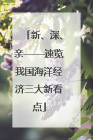 新、深、亲——速览我国海洋经济三大新看点