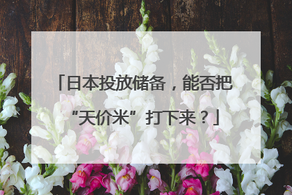 日本投放储备，能否把“天价米”打下来？