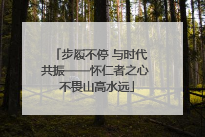 步履不停 与时代共振——怀仁者之心 不畏山高水远