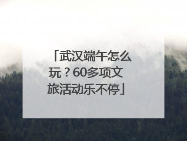 武汉端午怎么玩？60多项文旅活动乐不停