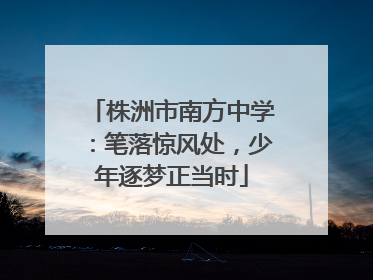 株洲市南方中学：笔落惊风处，少年逐梦正当时