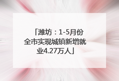 潍坊：1-5月份全市实现城镇新增就业4.27万人