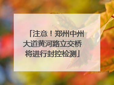 注意！郑州中州大道黄河路立交桥将进行封控检测