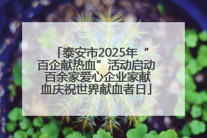 泰安市2025年“百企献热血”活动启动 百余家爱心企业家献血庆祝世界献血者日