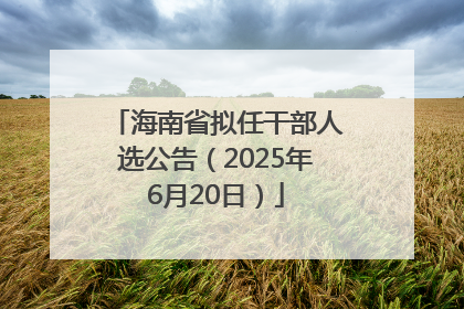 海南省拟任干部人选公告（2025年6月20日）