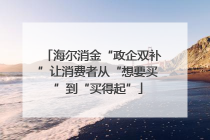 海尔消金“政企双补”让消费者从“想要买”到“买得起”