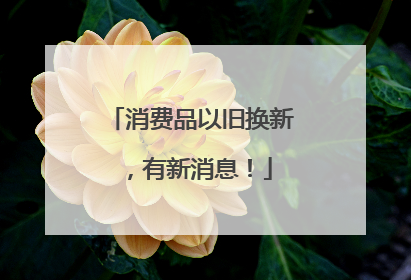 消费品以旧换新，有新消息！