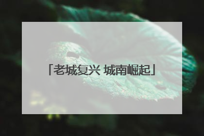 老城复兴 城南崛起