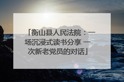 衡山县人民法院：一场沉浸式读书分享 一次新老党员的对话