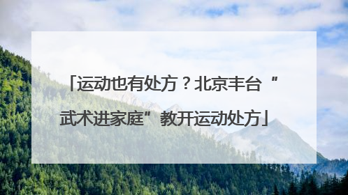 运动也有处方？北京丰台“武术进家庭”教开运动处方