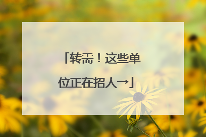 转需！这些单位正在招人→