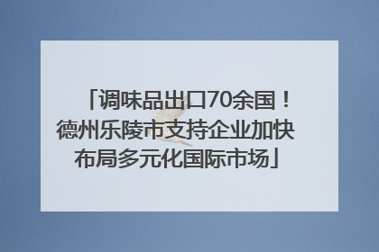 调味品出口70余国！德州乐陵市支持企业加快布局多元化国际市场