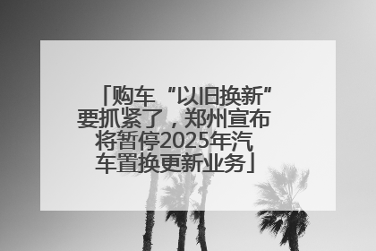 购车“以旧换新”要抓紧了，郑州宣布将暂停2025年汽车置换更新业务