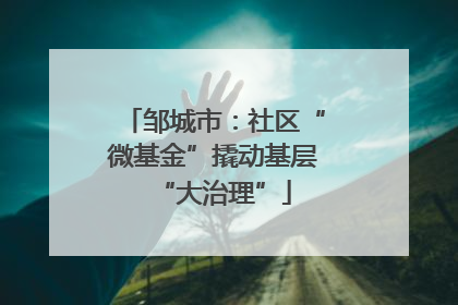 邹城市：社区“微基金”撬动基层“大治理”