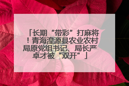 长期“带彩”打麻将！青海湟源县农业农村局原党组书记、局长严卓才被“双开”