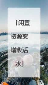 闲置资源变增收活水