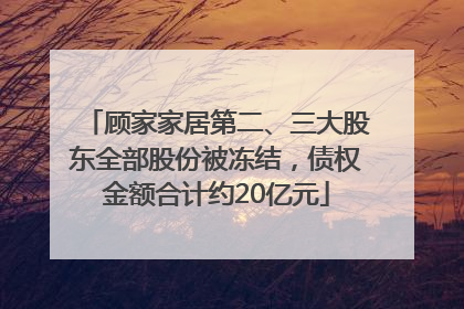 顾家家居第二、三大股东全部股份被冻结，债权金额合计约20亿元