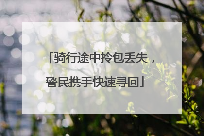 骑行途中拎包丢失，警民携手快速寻回