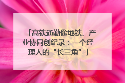 高铁通勤像地铁、产业协同创纪录：一个经理人的“长三角”