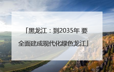黑龙江：到2035年 要全面建成现代化绿色龙江